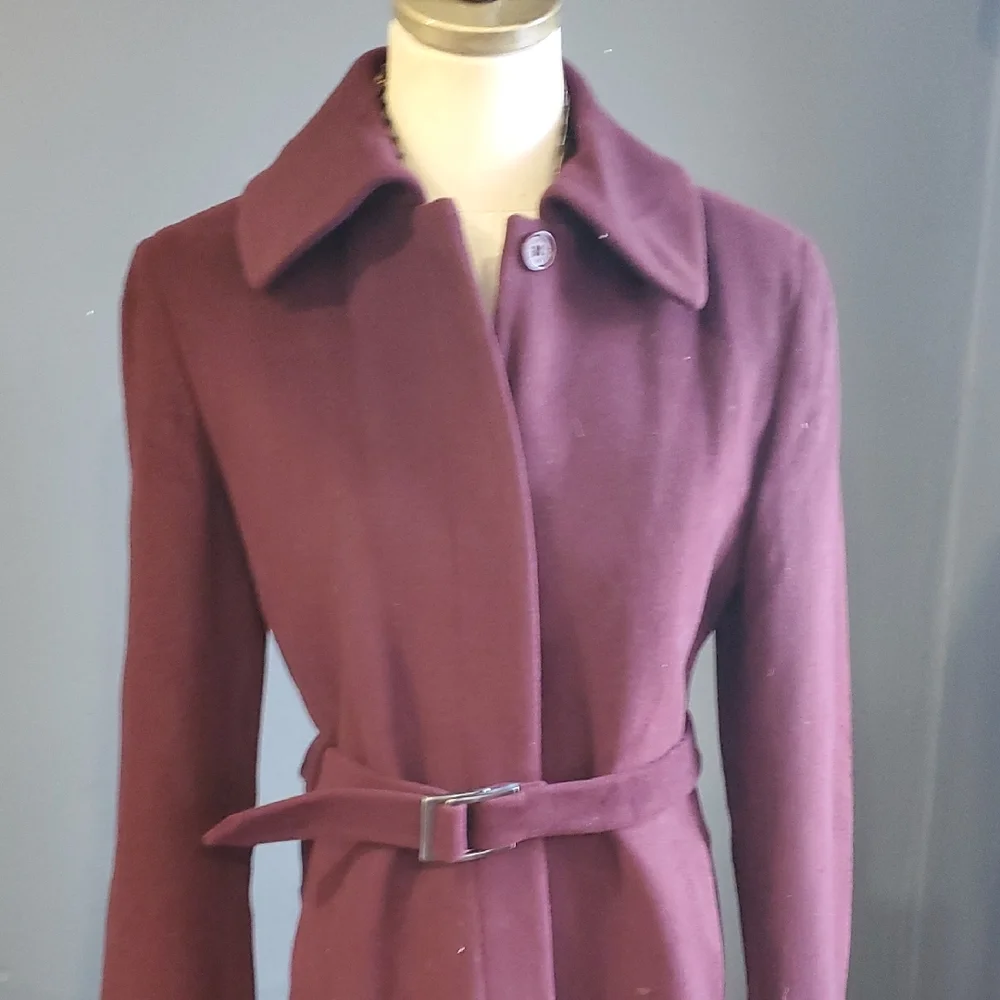 Armani Exchange Cashmere Blend  Plum  Pea  Coat  Size S - Picture 3 of 16